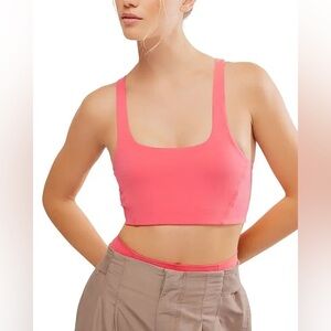 FP Movement By Free People Never Better Square  Neck Sports Bra in a Pink Coral
